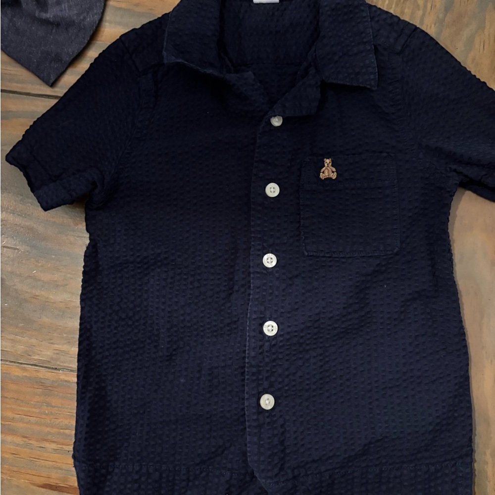 Navy Blue toddler Gap button down short sleeve Shirt NWOT
